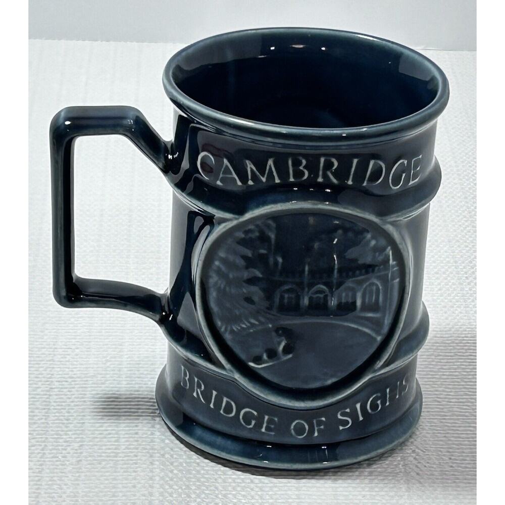 Holkham Pottery Mug Tankard Blue Kings College Chapel Bridge of Sighs Cambridge‎